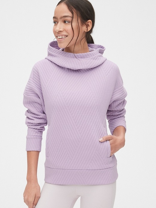 View large product image 1 of 1. GapFit Jacquard Quilted Pullover Hoodie