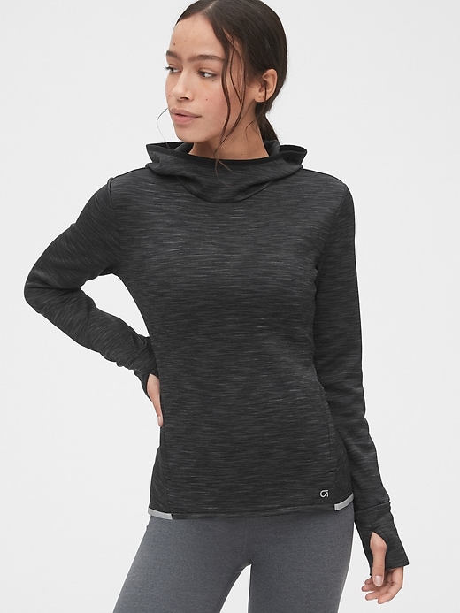 1 of 8 showing, with the color black spacedye of product GapFit Orbit Fleece Pullover Hoodie