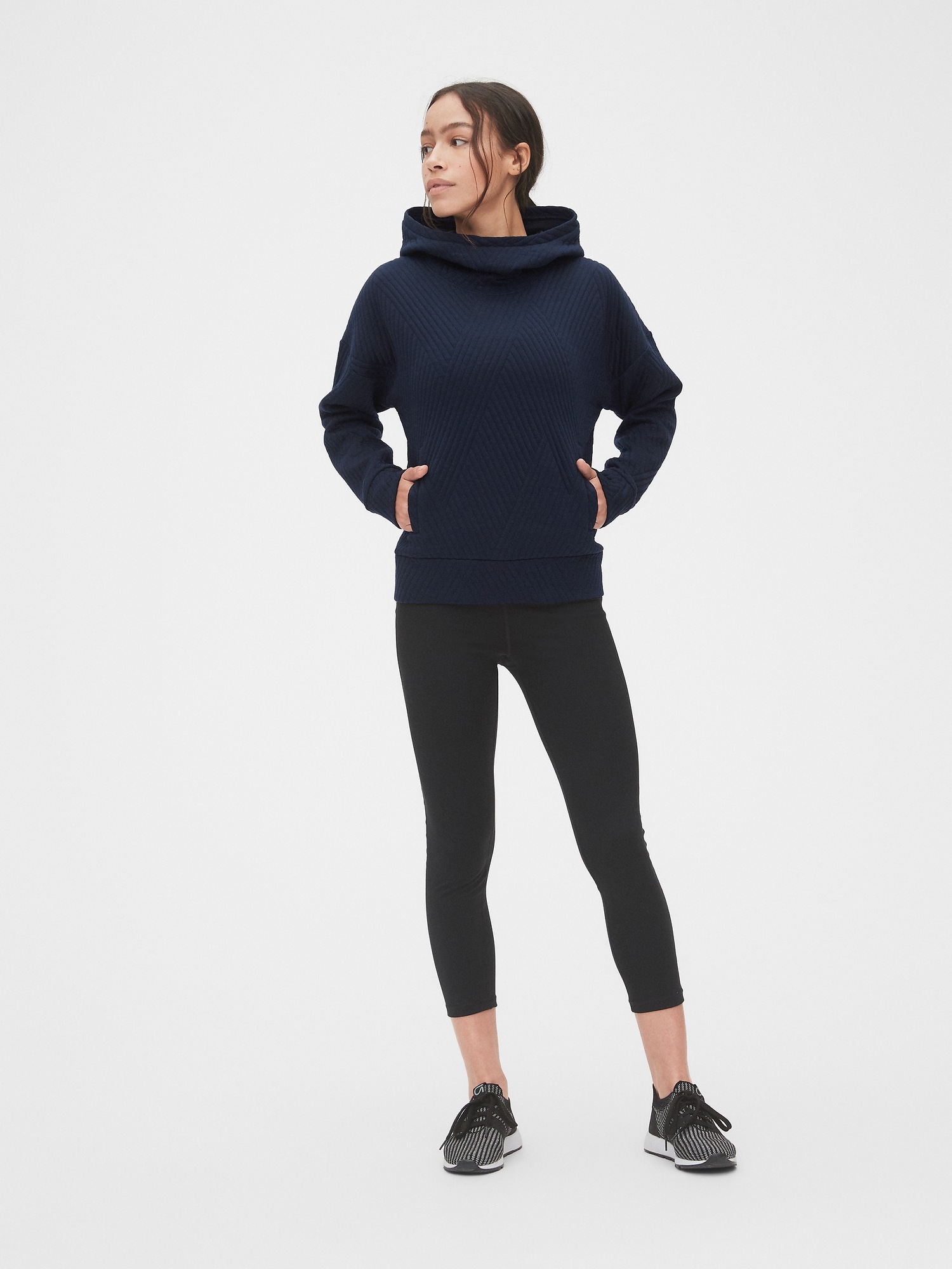 GapFit Jacquard Quilted Pullover Hoodie Gap