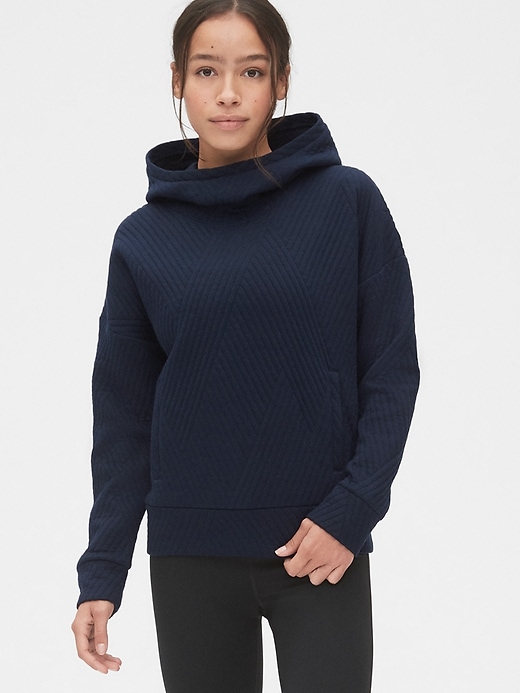 View large product image 1 of 6. GapFit Jacquard Quilted Pullover Hoodie