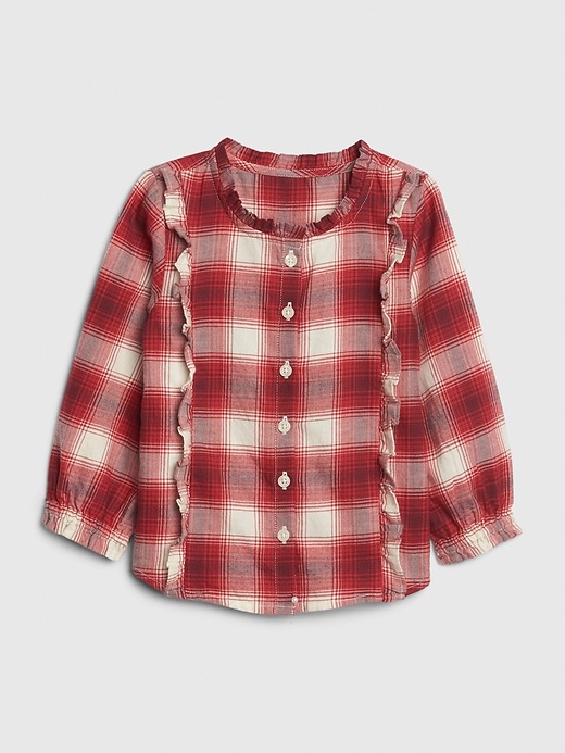 Image number 1 showing, Toddler Plaid Ruffle Shirt