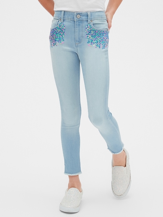 Image number 2 showing, Kids Sequin Super Skinny Jeans with Stretch