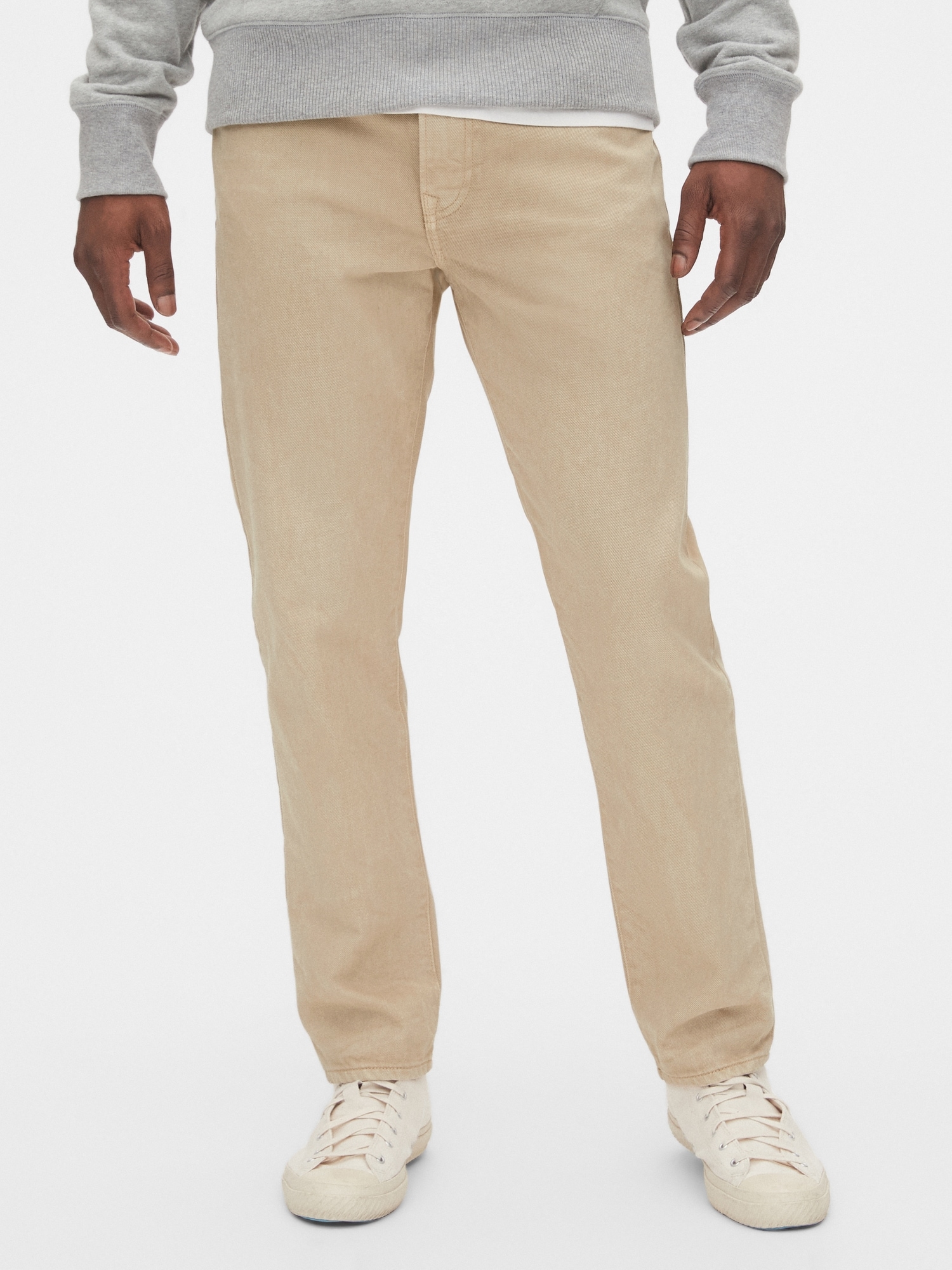 tapered khaki jeans