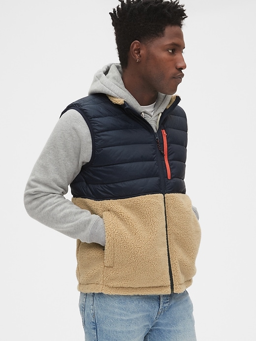 View large product image 1 of 1. Mix-Fabric Sherpa Vest