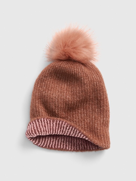 View large product image 1 of 1. Reversible Pom-Pom Ribbed Beanie