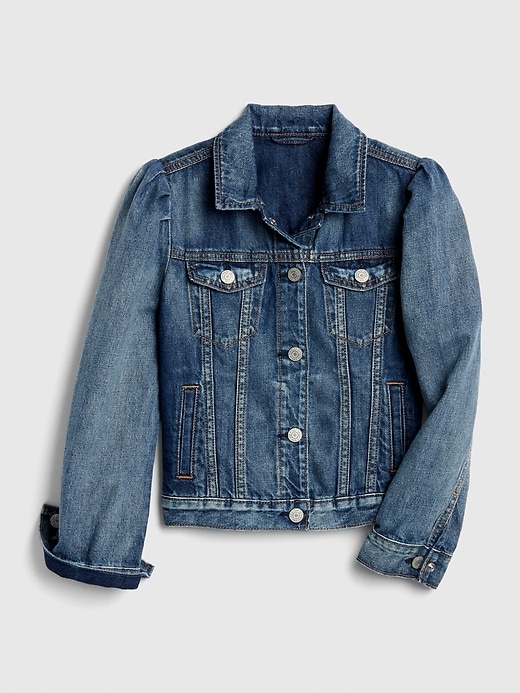 Image number 1 showing, Kids Puff-Sleeve Denim Jacket