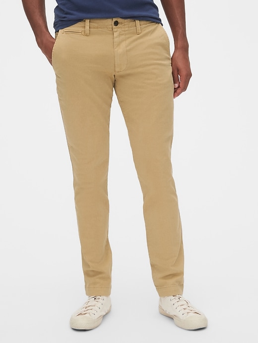 1 of 8 showing, with the color dried straw of product Vintage Khakis in Skinny Fit with GapFlex