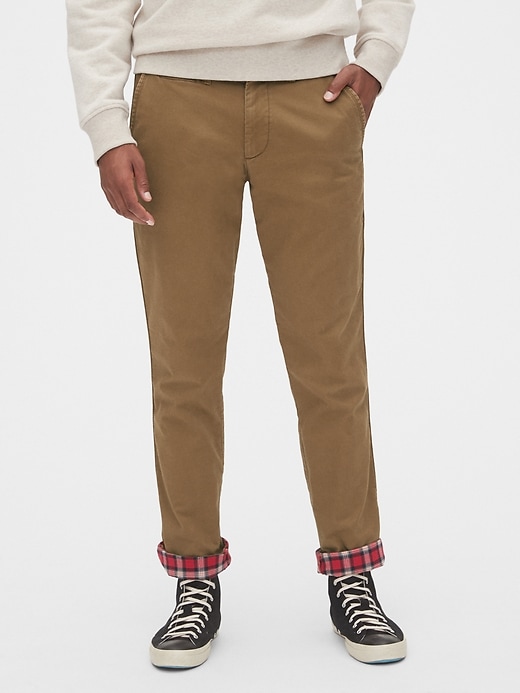Image number 9 showing, Flannel-Lined Khakis in Slim Fit with GapFlex