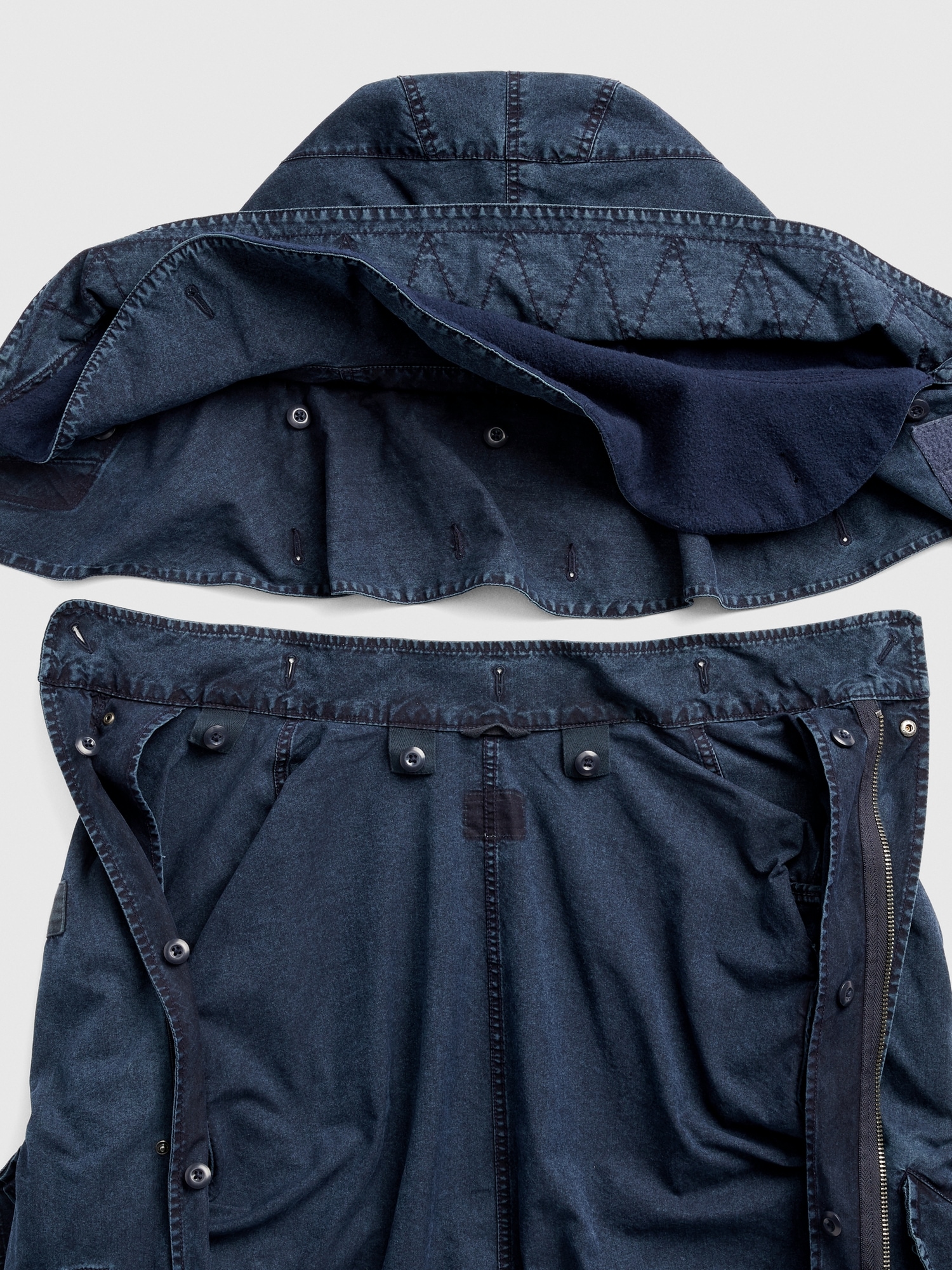 3 in 1 Indigo Parka Jacket with Detachable Hood Gap