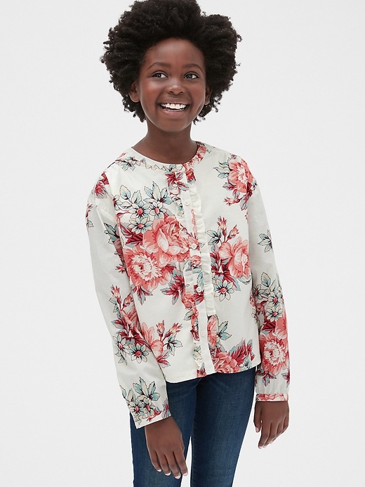 Image number 2 showing, Kids Floral Ruffle Top