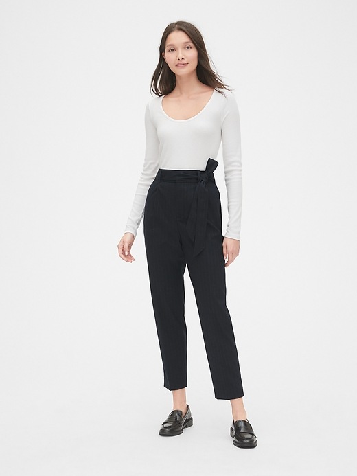 Image number 3 showing, High Rise Stripe Tie-Waist Pants