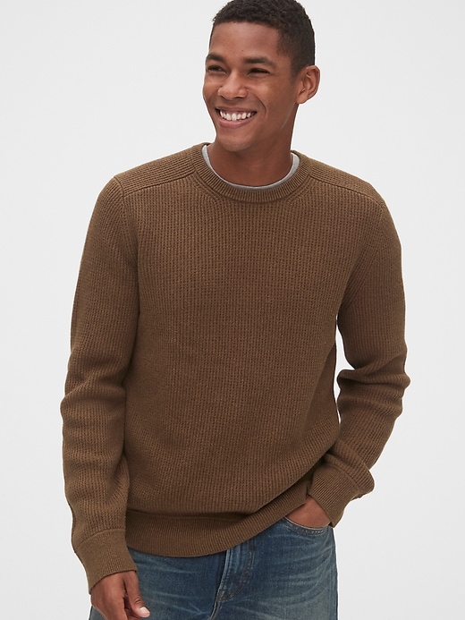 View large product image 1 of 1. Waffle Stitch Crewneck Sweater