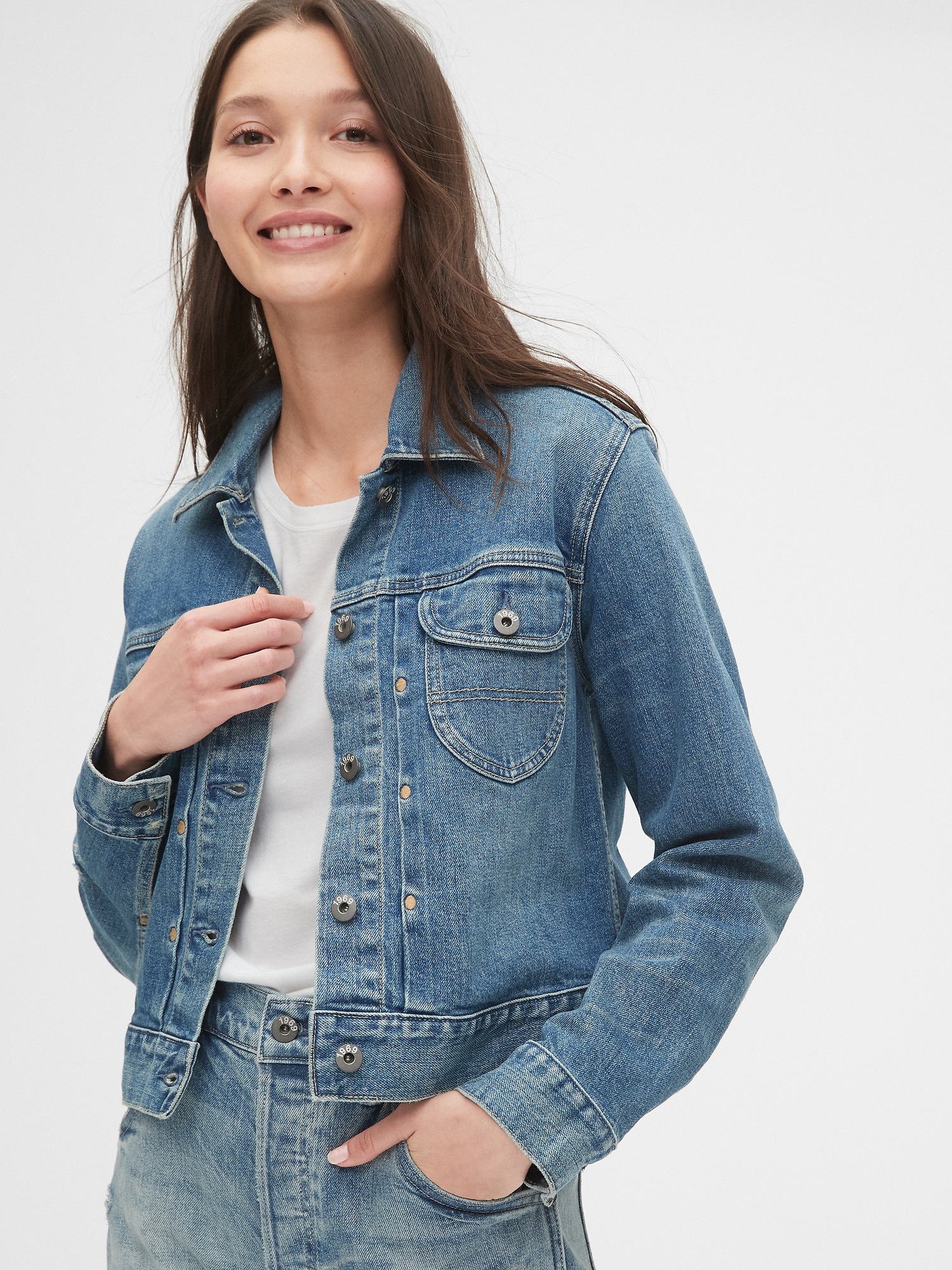 1969 Premium Pleated Icon Denim Jacket with Back Buckle