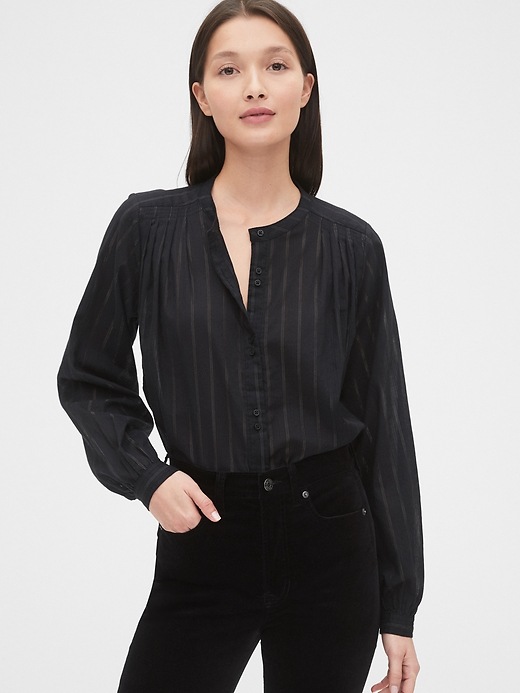 Image number 1 showing, Textured Stripe Pleated Shirt