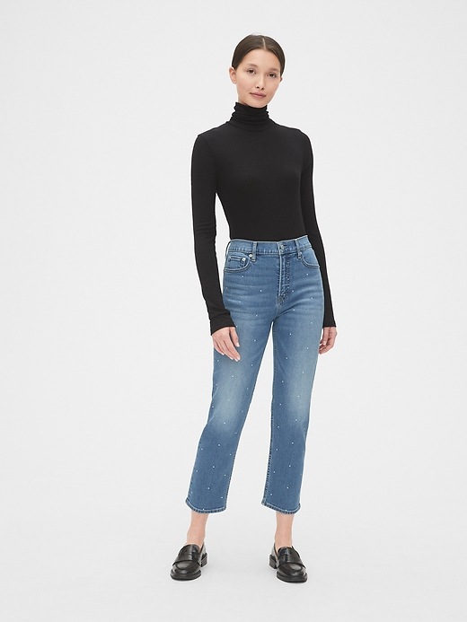 Image number 3 showing, High Rise Studded Cheeky Straight Jeans with Secret Smoothing Pockets