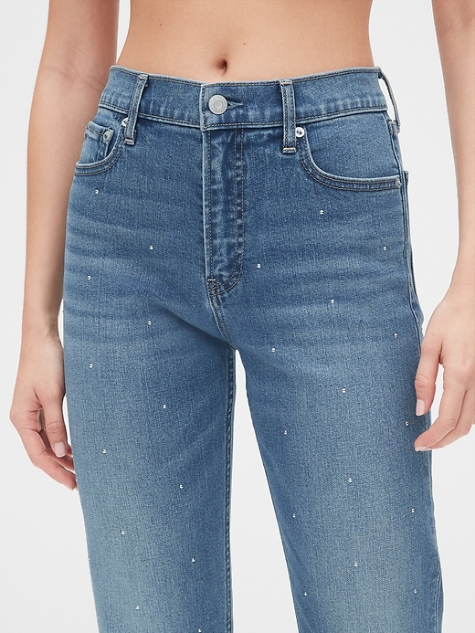 Image number 5 showing, High Rise Studded Cheeky Straight Jeans with Secret Smoothing Pockets