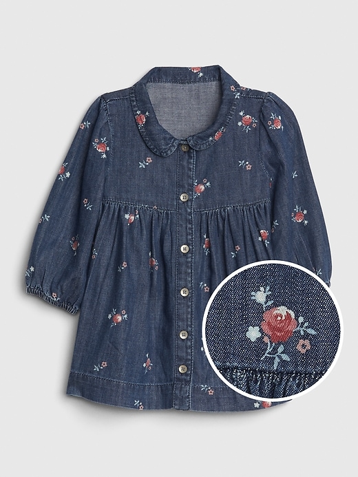 Image number 1 showing, Baby Floral Denim Dress