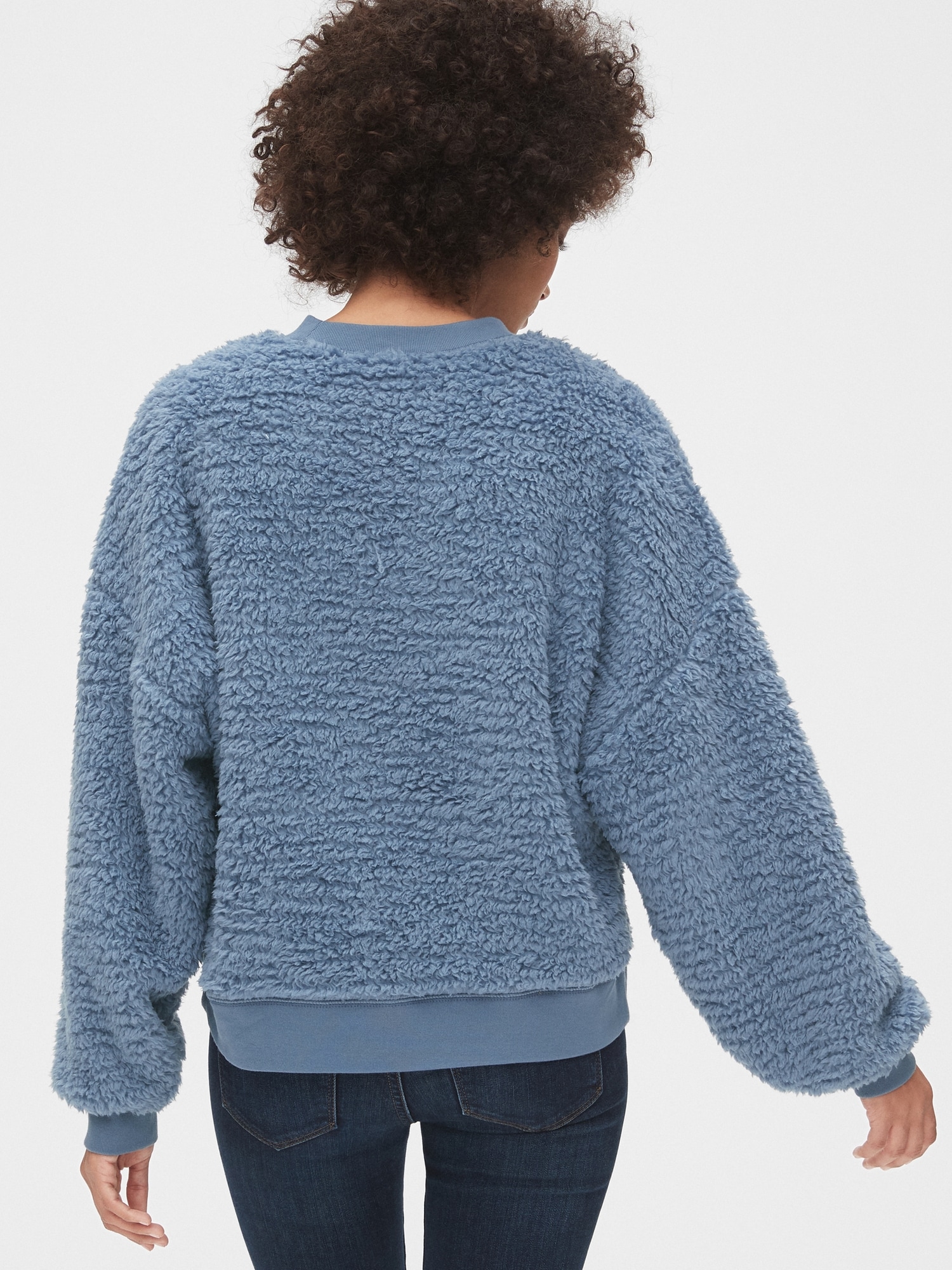Gap sherpa crewneck sweatshirt cheap