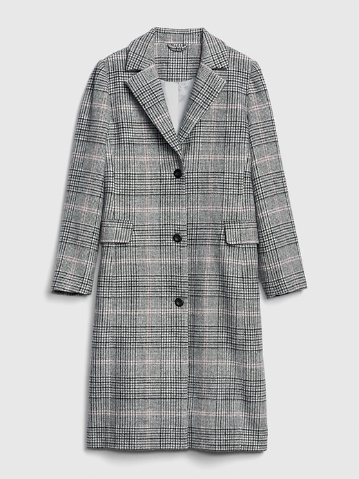 Image number 5 showing, Plaid Longline Wool-Blend Coat