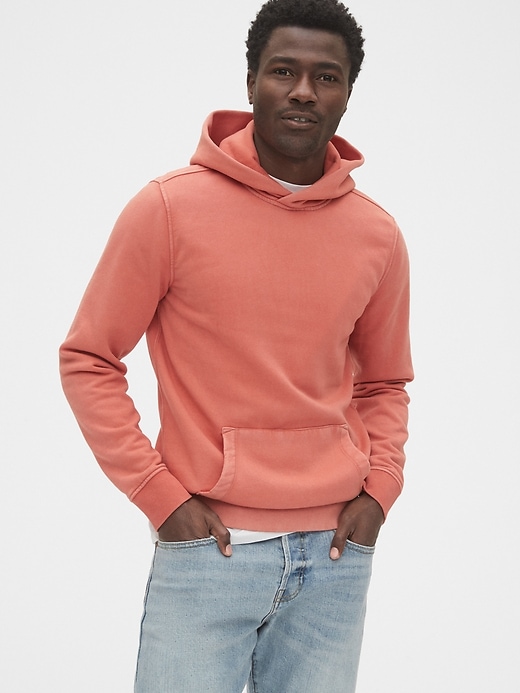 1 of 8 showing, with the color summer coral orange of product Vintage Soft Hoodie