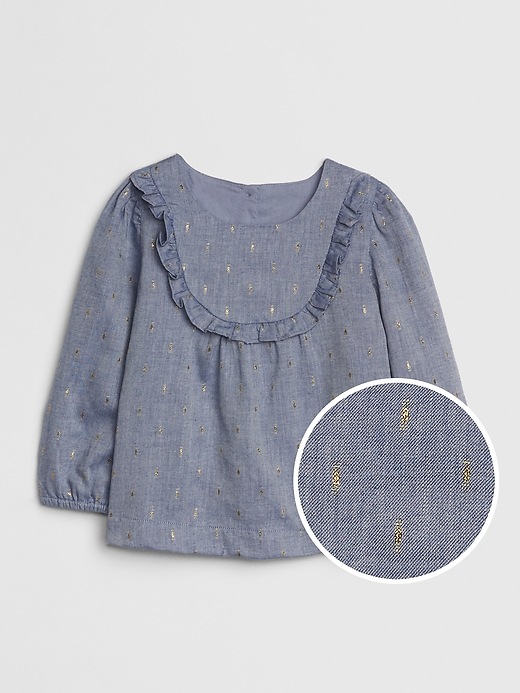 Image number 1 showing, Toddler Chambray Glitter Top