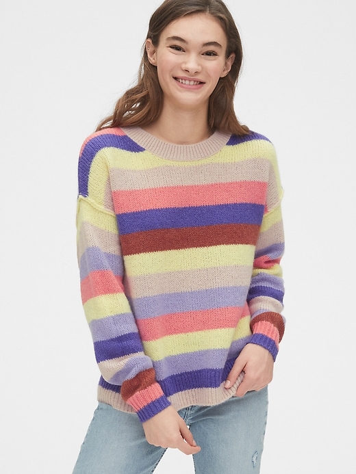 Image number 1 showing, Relaxed Wool-Blend Stripe Crewneck Sweater