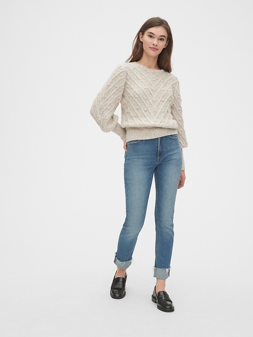 Image number 3 showing, Bobble Stitch Puff Sleeve Sweater