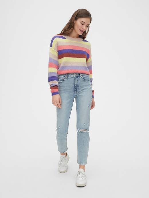 Image number 3 showing, Relaxed Wool-Blend Stripe Crewneck Sweater