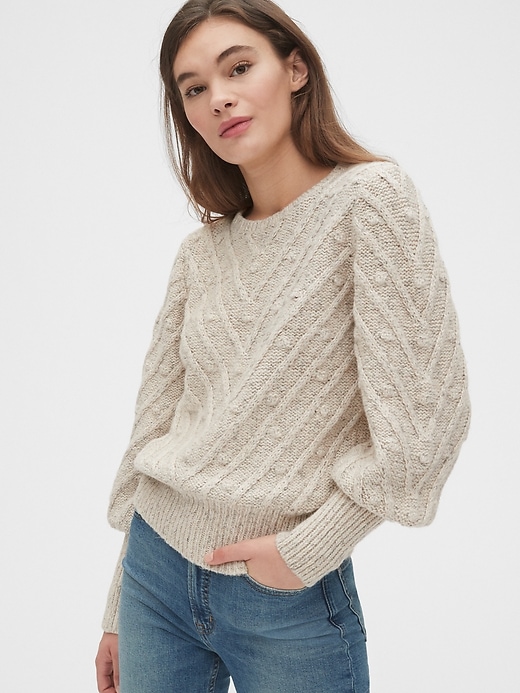 Image number 1 showing, Bobble Stitch Puff Sleeve Sweater