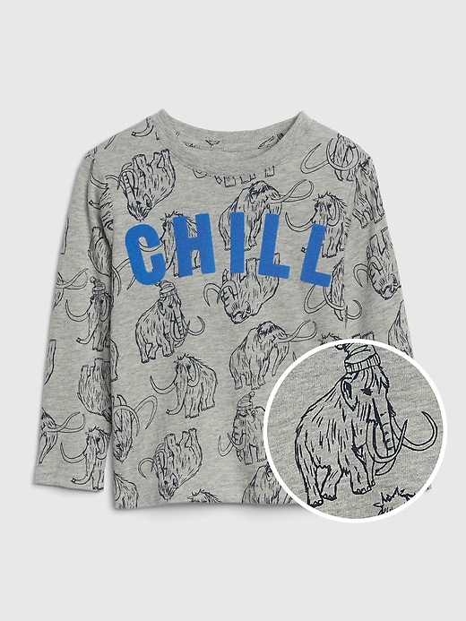 1 of 8 showing, with the color light heather grey of product Toddler Graphic Long Sleeve T-Shirt