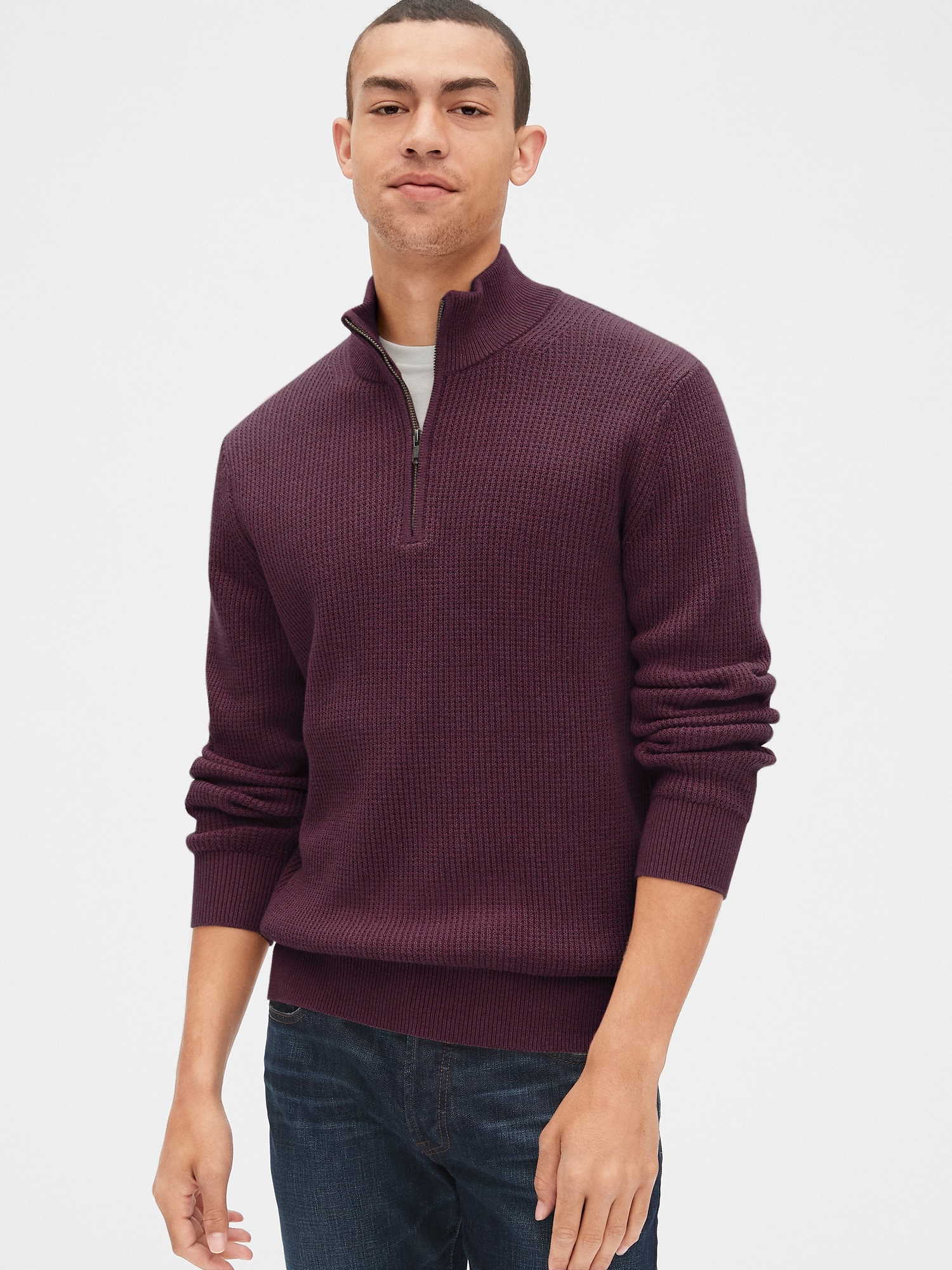 gap waffle mockneck sweater