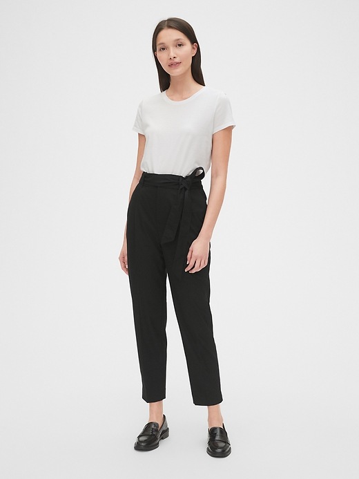 Image number 3 showing, High Rise Tie-Waist Pants