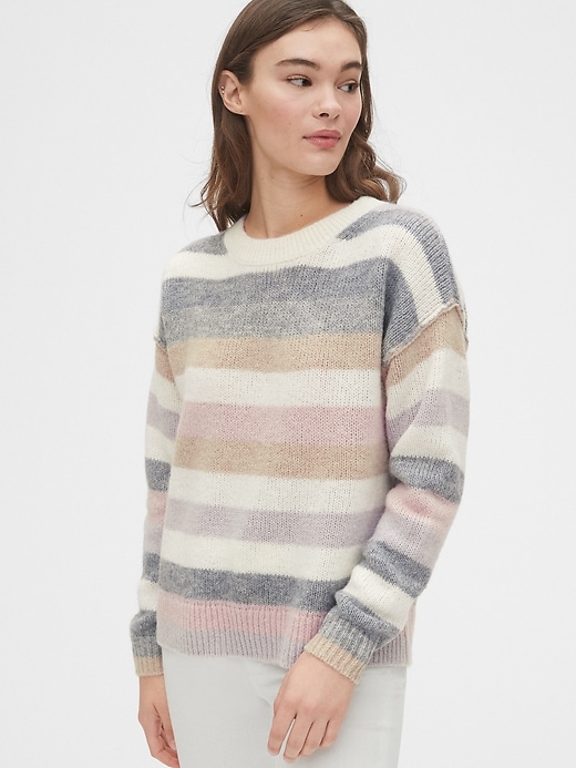 Image number 7 showing, Relaxed Wool-Blend Stripe Crewneck Sweater