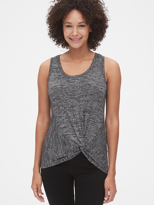 1 of 8 showing, with the color marled navy blue of product Softspun Twist-Front Tank Top