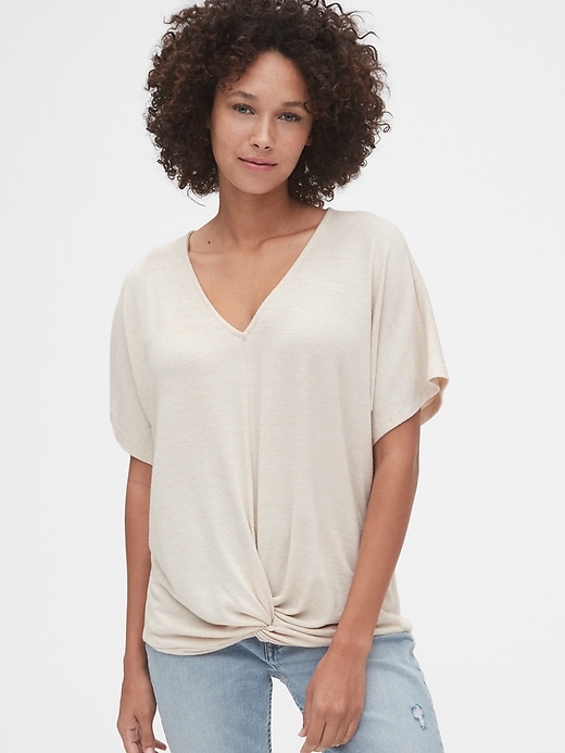 View large product image 1 of 1. Softspun Twist-Front V-Neck Top