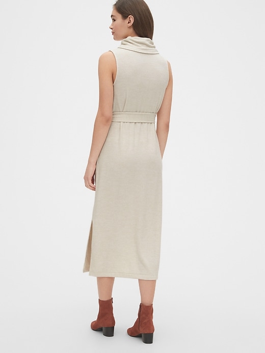 2 of 8 showing, with the color anchorage cream of product Softspun Turtleneck Tie-Belt Midi Dress