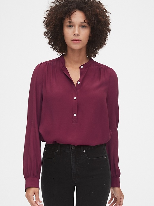 Image number 1 showing, Popover Blouson Sleeve Top