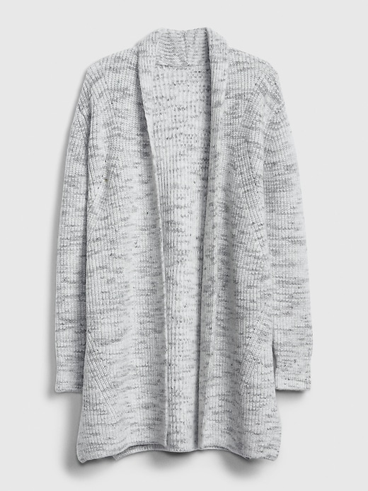 Image number 6 showing, Spacedye Waffle-Knit Longline Cardigan Sweater