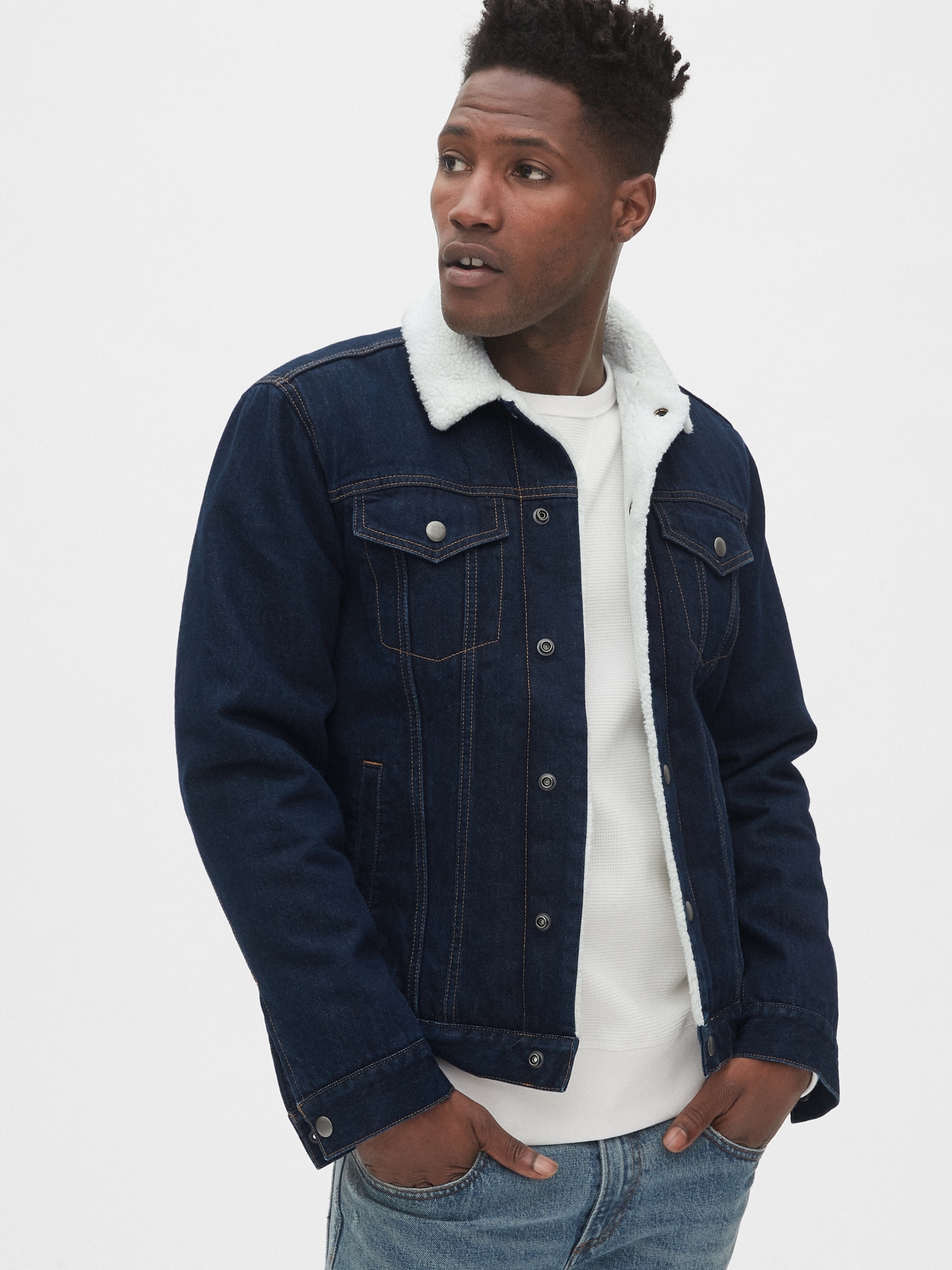 Sherpa-Lined Icon Denim Jacket | Gap