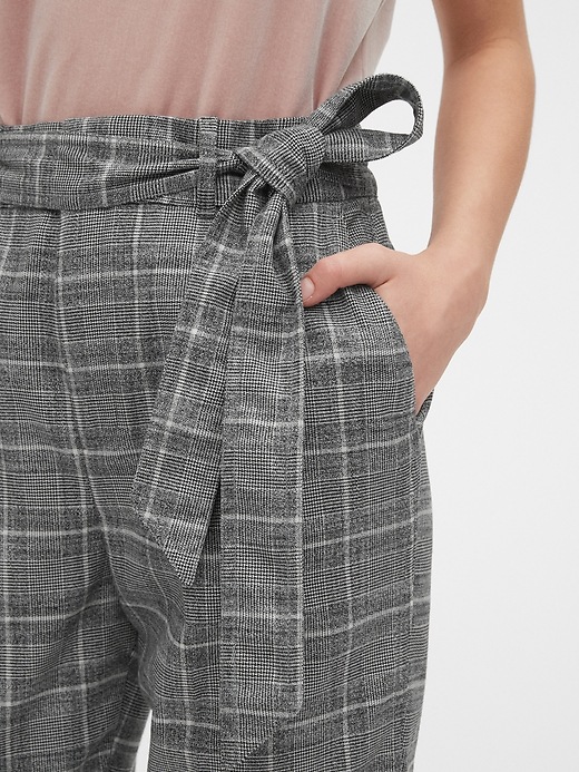 High Rise Plaid Tie-Waist Pants | Gap
