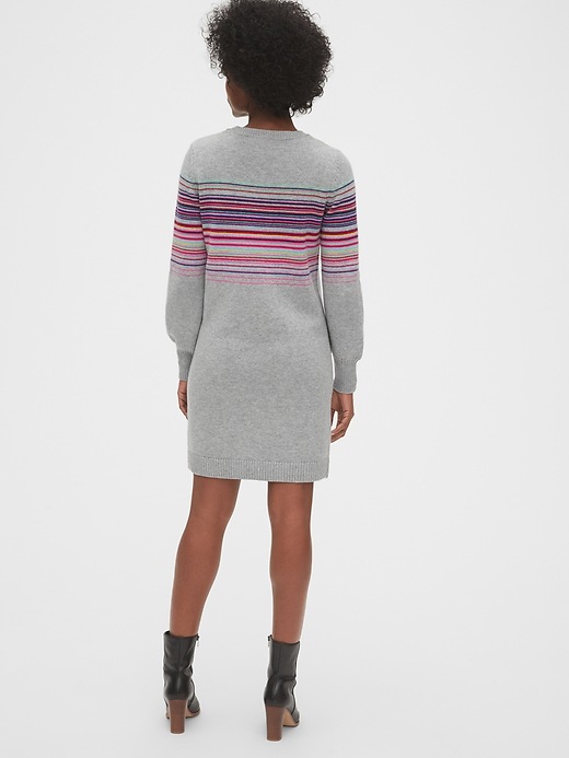 2 of 8 showing, with the color multi stripe of product Wool-Blend Crazy Stripe Sweater Dress