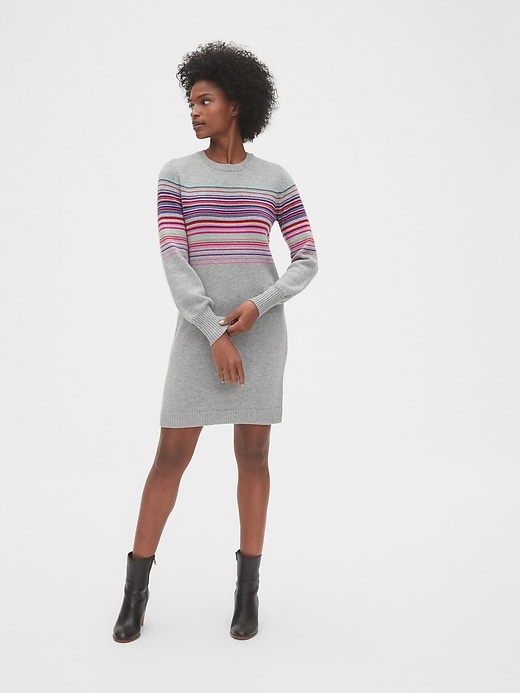 Image number 3 showing, Wool-Blend Crazy Stripe Sweater Dress