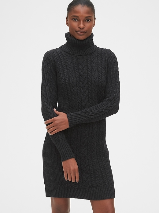 View large product image 1 of 1. Cable-Knit Turtleneck Dress