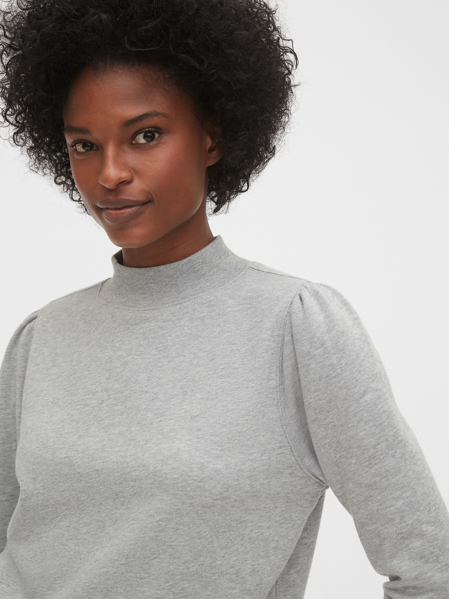 Mockneck Puff Sleeve Sweatshirt Gap