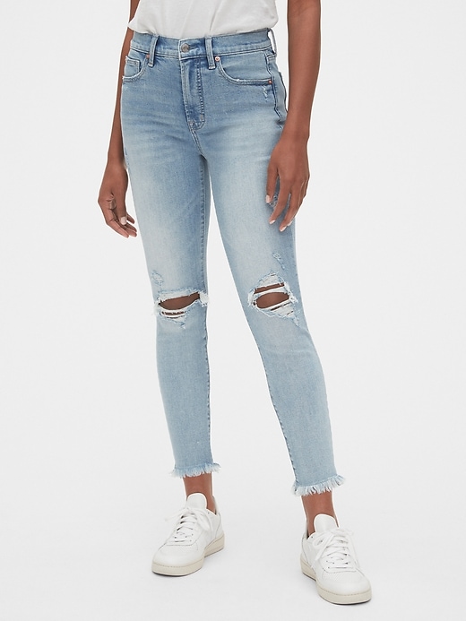 Image number 1 showing, High Rise Destructed True Skinny Ankle Jeans with Secret Smoothing Pockets With Washwell&#153