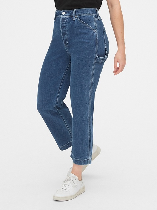 1 of 8 showing, with the color medium indigo of product High Rise Carpenter Jeans