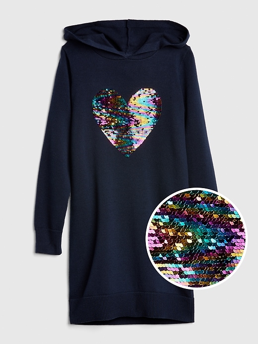 Image number 1 showing, Kids Flippy Sequin Hoodie Sweater Dress