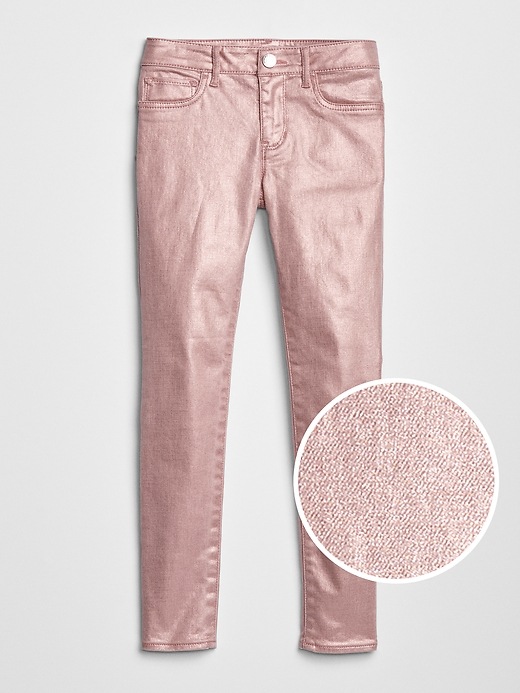 1 of 8 showing, with the color pink standard of product Kids Foil Jeggings with Stretch