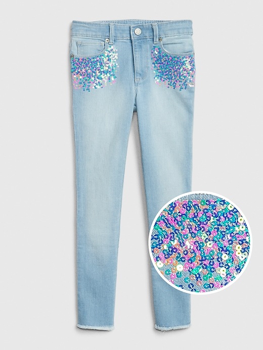 Image number 1 showing, Kids Sequin Super Skinny Jeans with Stretch