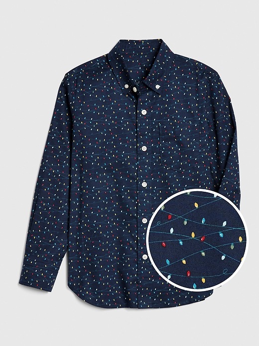 Image number 1 showing, Kids Print Poplin Button-Down Shirt